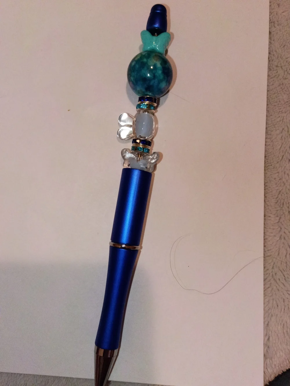 Navy Matte Blue Beaded Pen